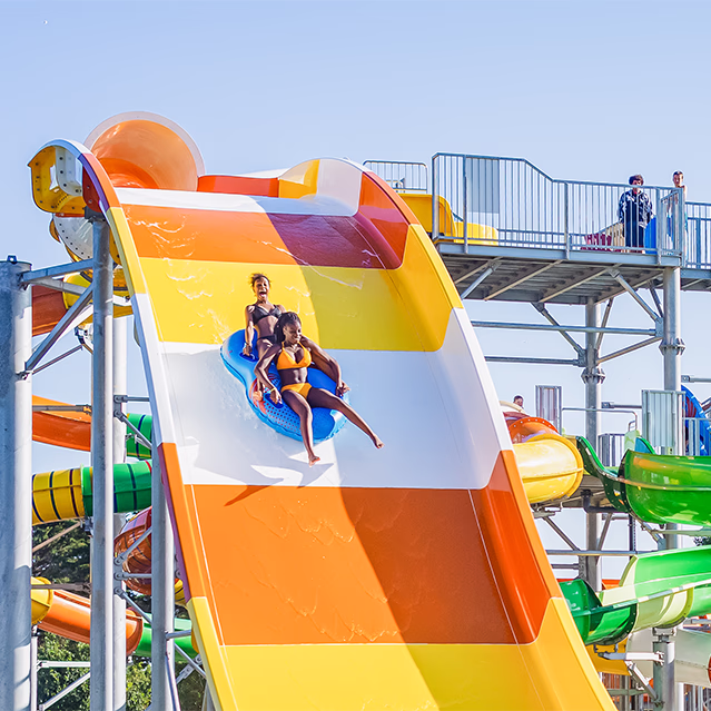 giggles on the buoy waterslide